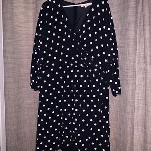 Loft Plus Navy Blue & White Polka Dot Dress 20W